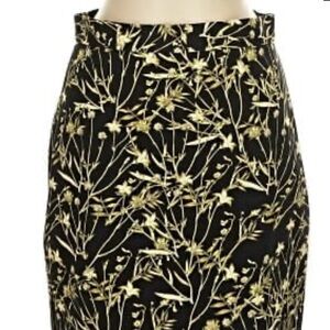 BANANA REPUBLIC Black & Gold floral Print Skirt womens size 6P